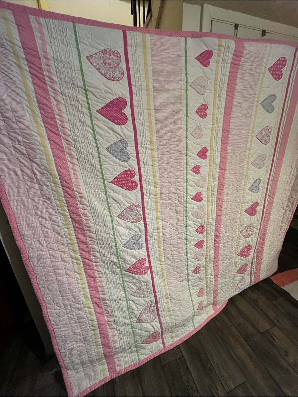 POTTERY BARN KIDS TWIN QUILT EURO HEARTS